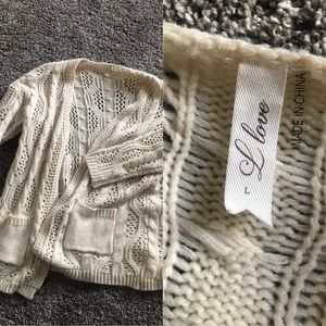 Boutique Cream crochet cardigan